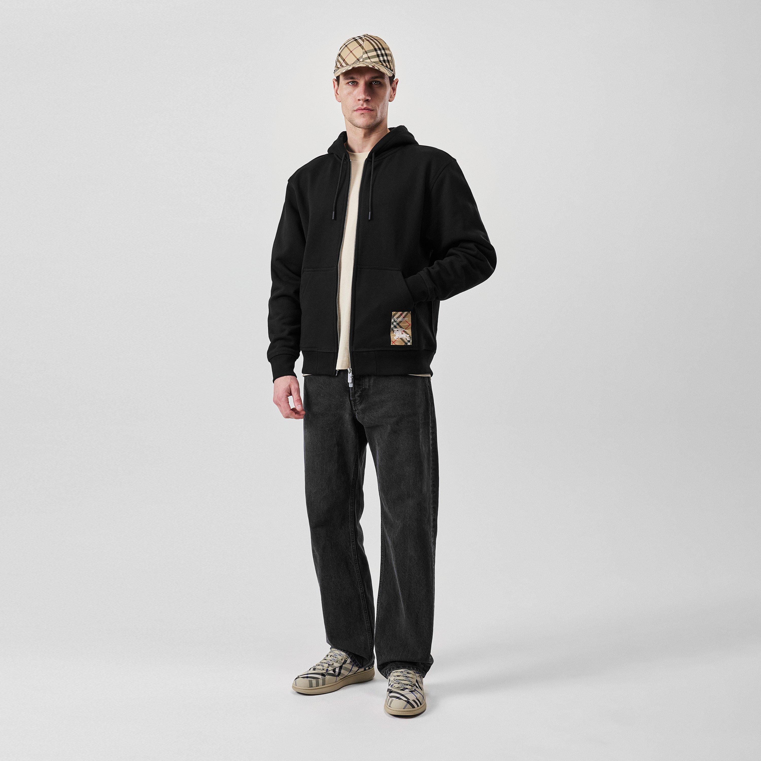 Check Label Zipped Hoodie