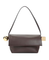 Brown Leather Handbag with Gold Details