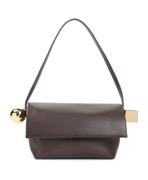Brown Leather Handbag with Gold Details