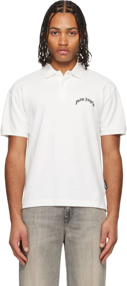 White Curved Logo Polo