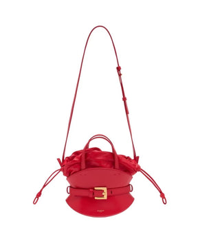 Red Leather Mini Bag with Drawstring