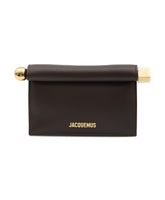 Brown Leather Shoulder Bag with Gold-Tone Closure