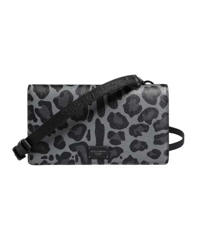 Leopard Leather Crossbody Card Holder Bag