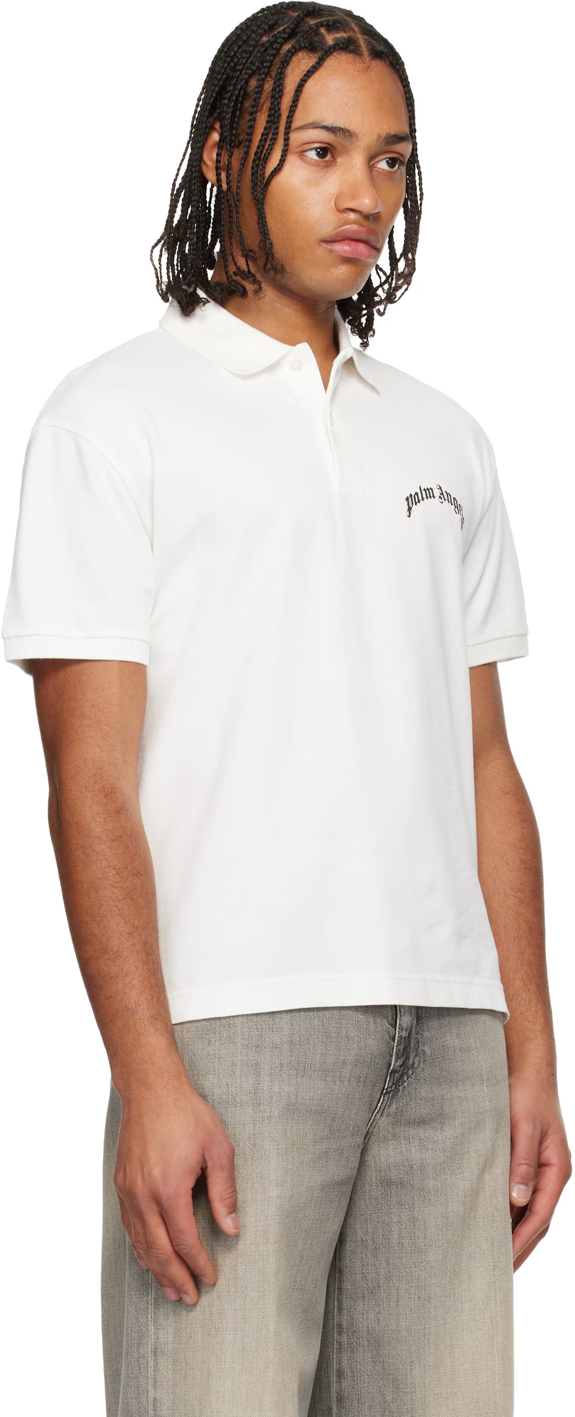 White Curved Logo Polo