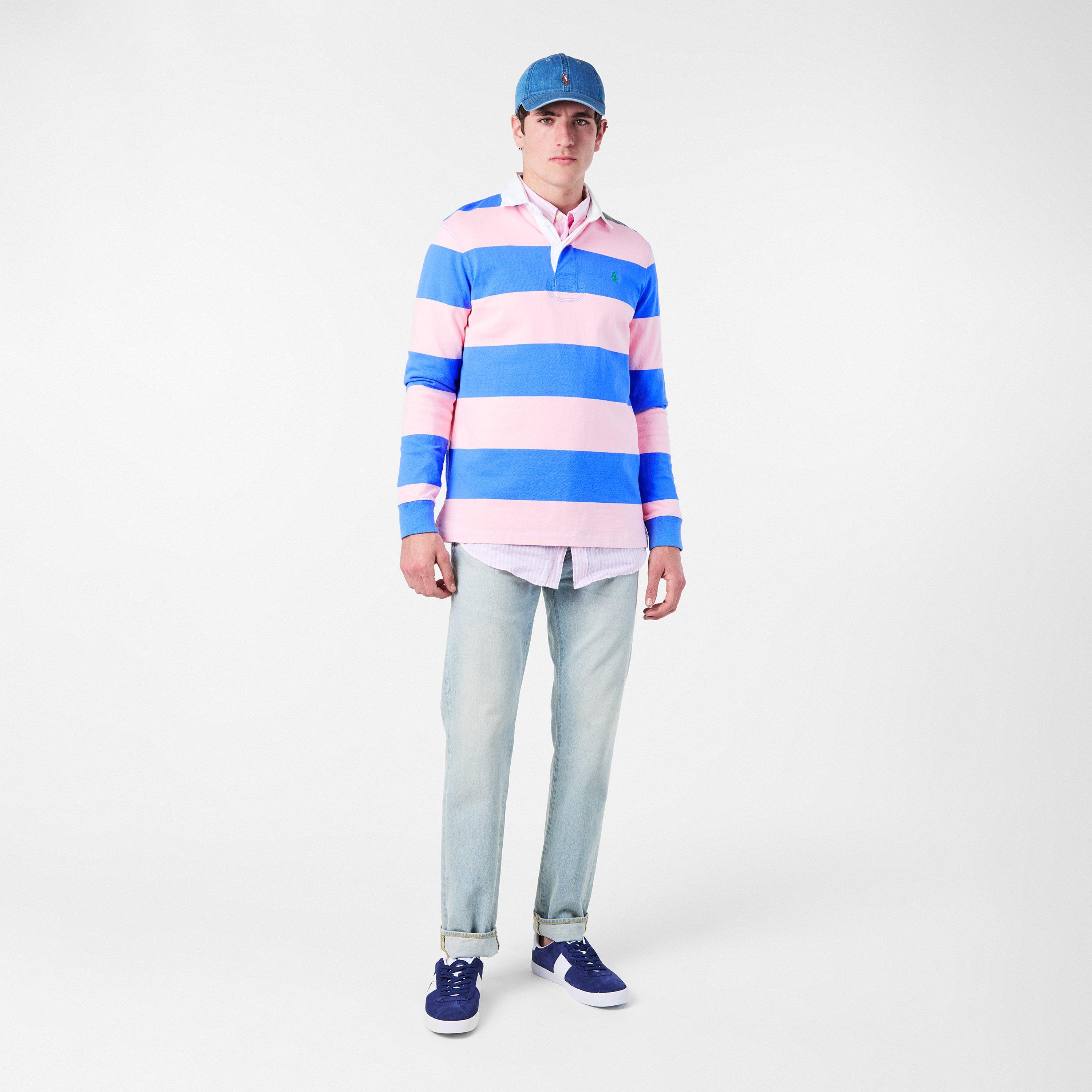 Men's Stripe Rugby Polo Shirt