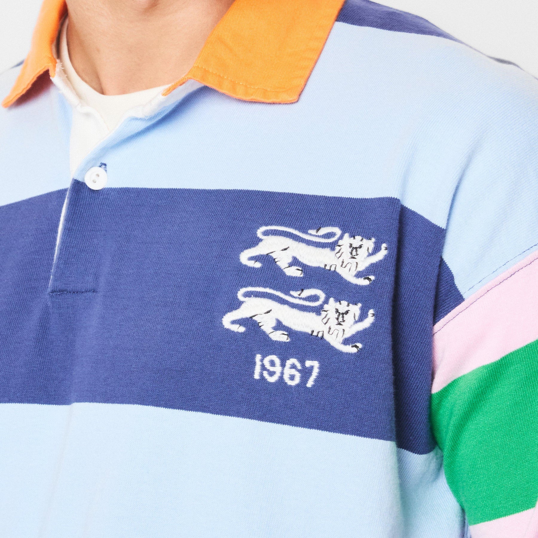 Men's Multi-Stripe Rugby Polo Shirt