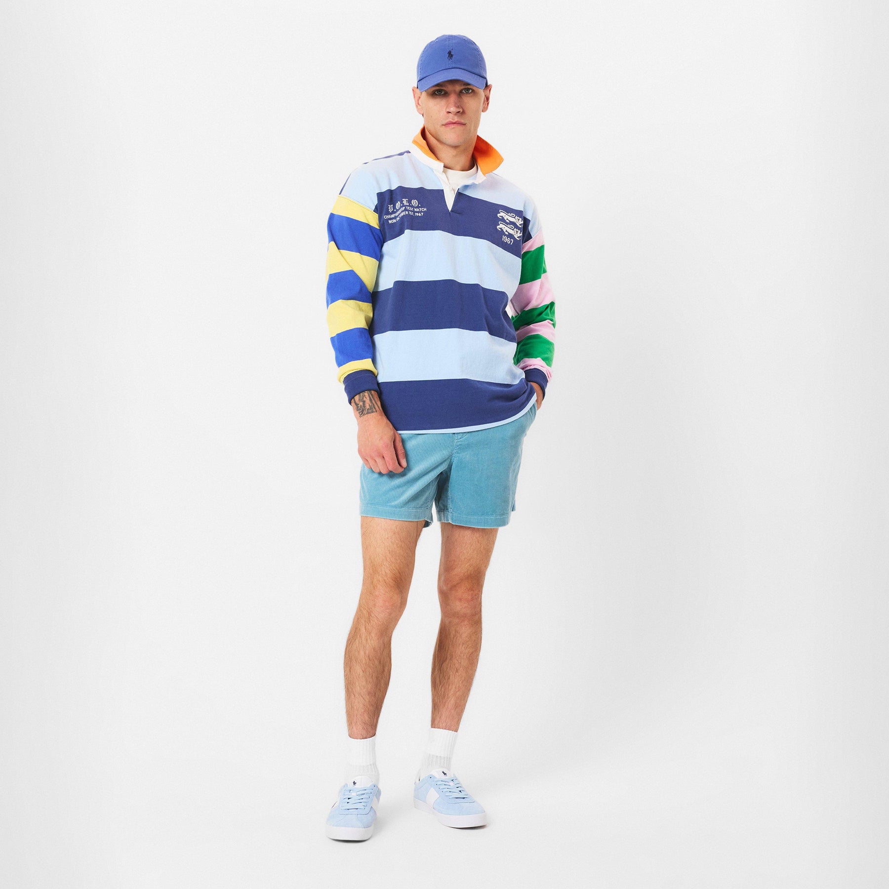 Men's Multi-Stripe Rugby Polo Shirt