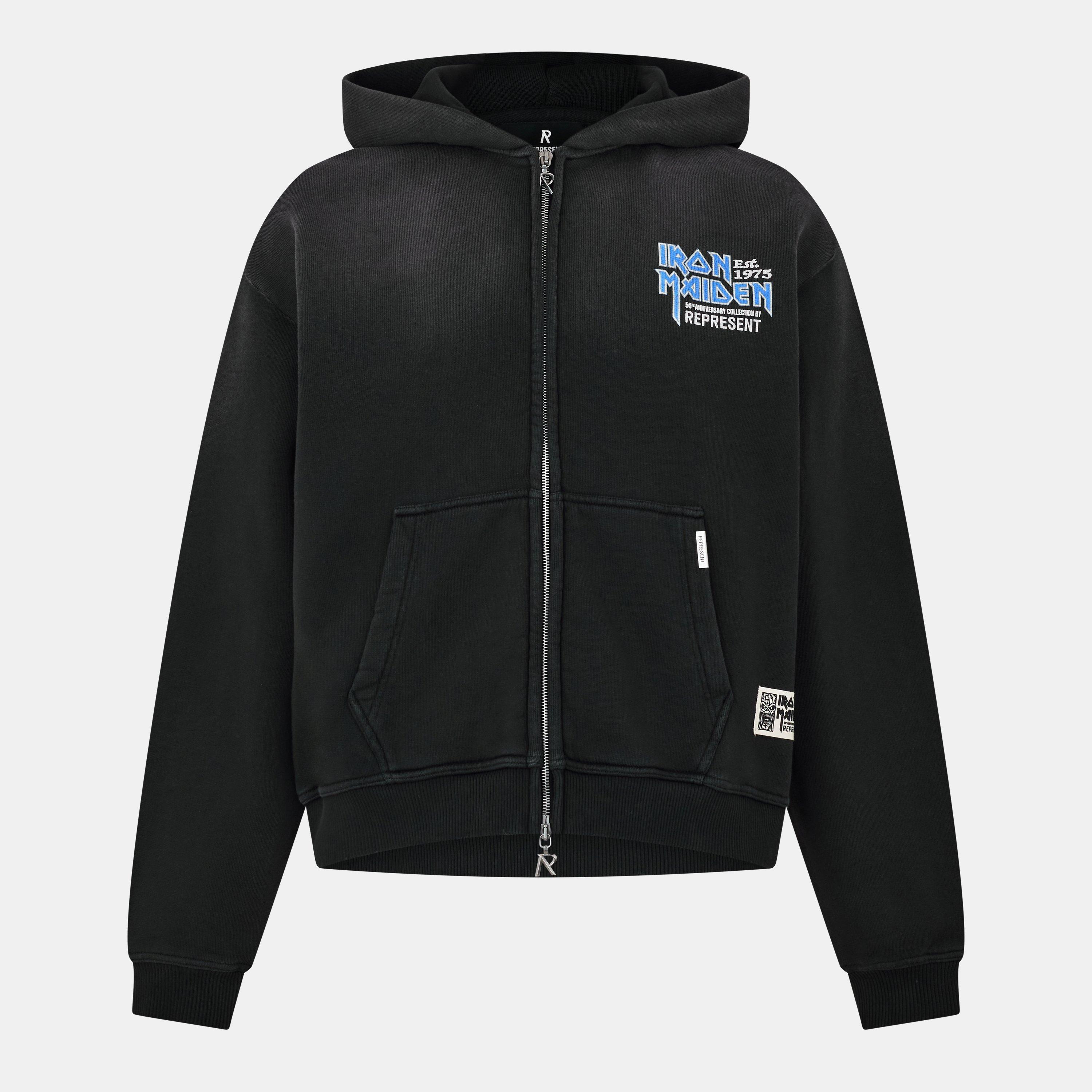 Men's x Iron Maiden Anniversary Zip-Up Hoodie, Bold Chest Logo Print