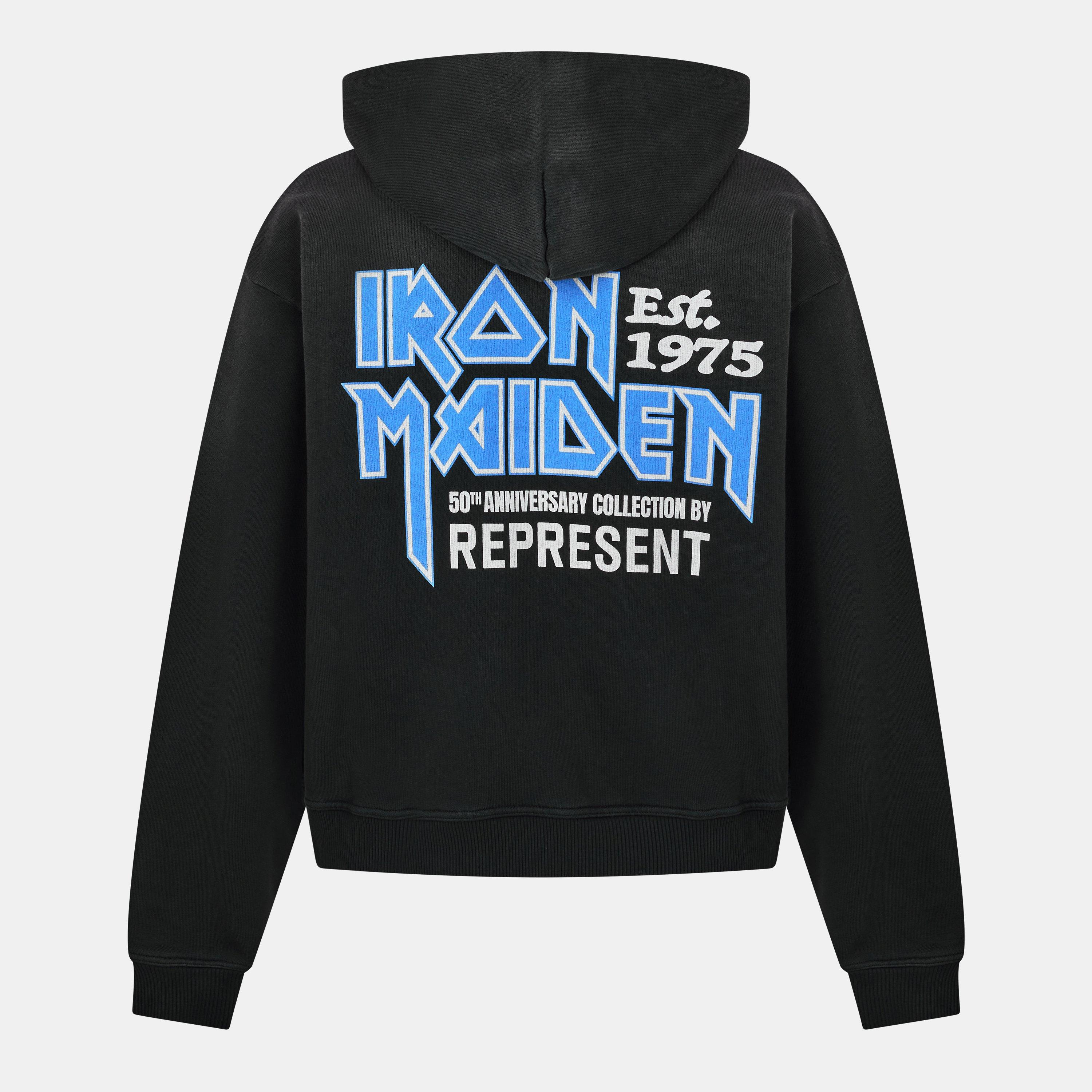 Men's x Iron Maiden Anniversary Zip-Up Hoodie, Bold Chest Logo Print