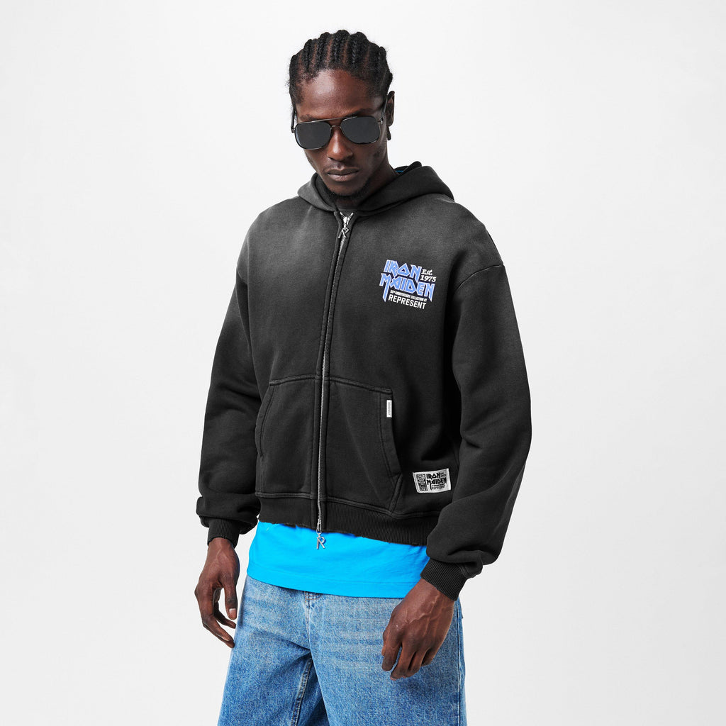 Men's x Iron Maiden Anniversary Zip-Up Hoodie, Bold Chest Logo Print