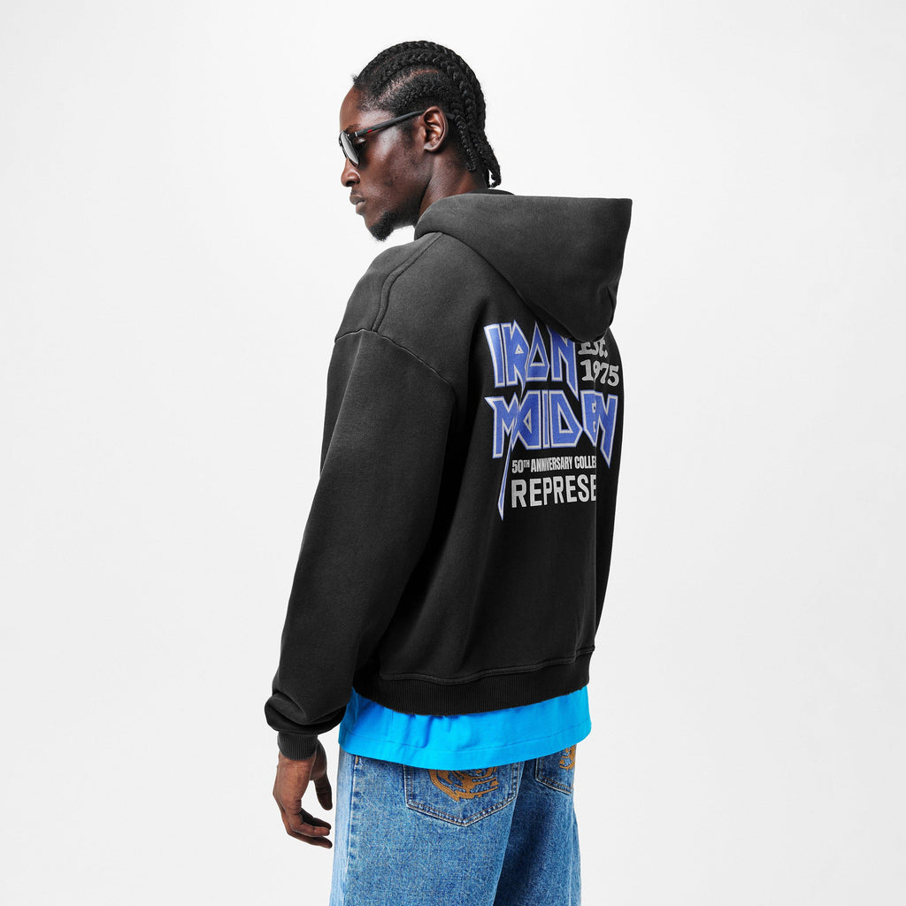 Men's x Iron Maiden Anniversary Zip-Up Hoodie, Bold Chest Logo Print