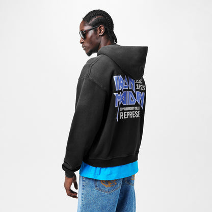 Men's x Iron Maiden Anniversary Zip-Up Hoodie, Bold Chest Logo Print