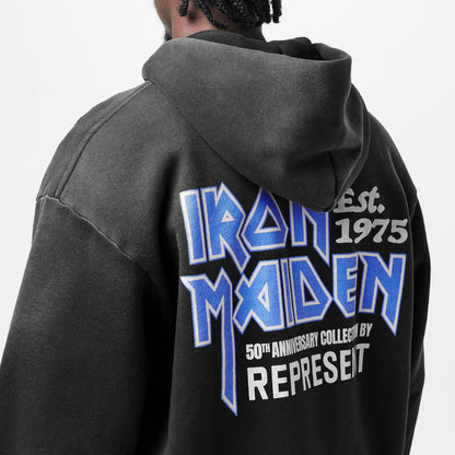 Men's x Iron Maiden Anniversary Zip-Up Hoodie, Bold Chest Logo Print