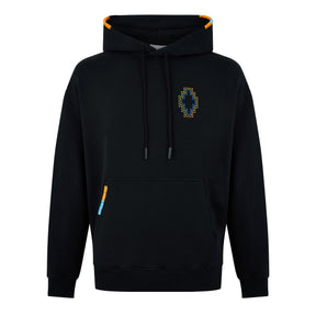 Cross-Embroidered Drawstring Hoodie