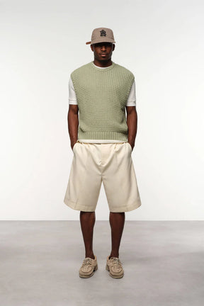 moss stitch knitted vest