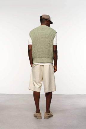 moss stitch knitted vest