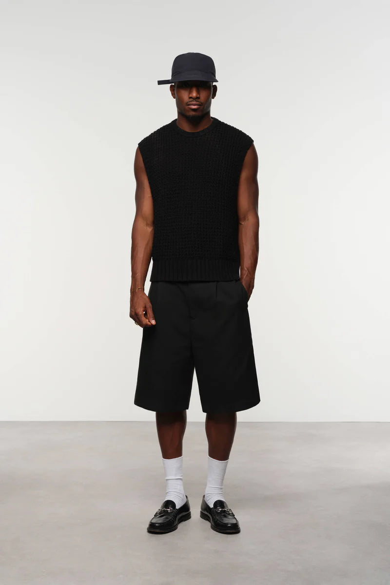 Moss stitch knitted vest