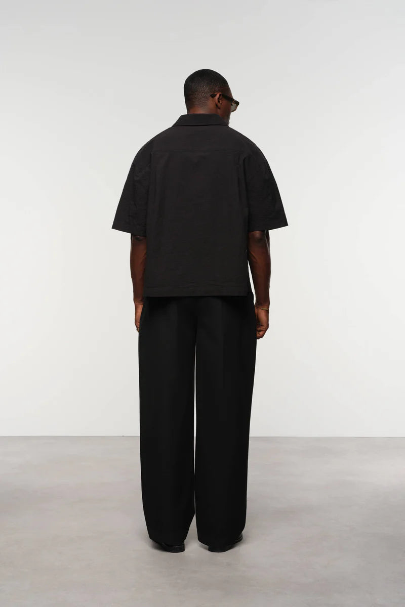 Cropped Seersucker Summer Shirt