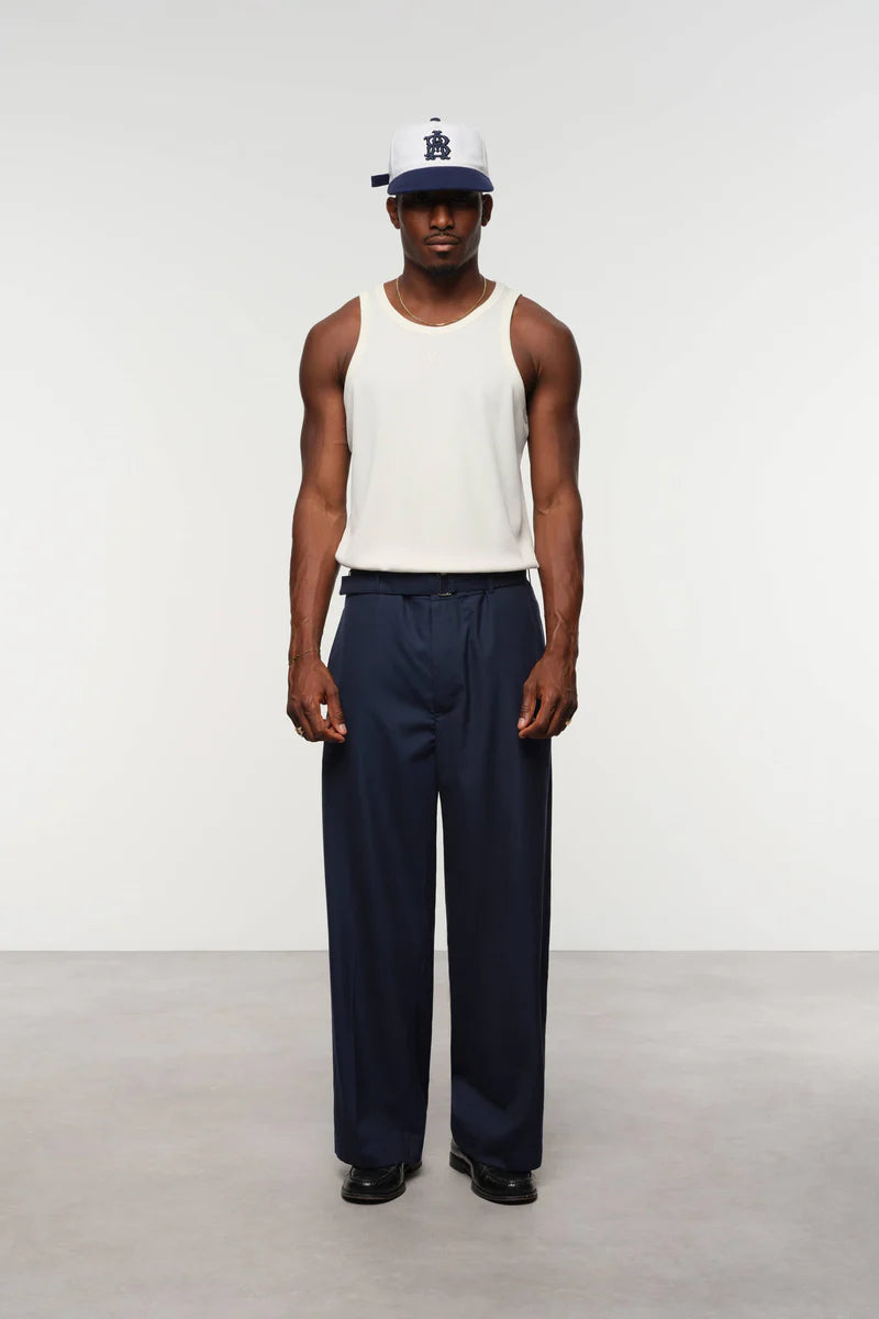 Relaxed Belted Wool-Blend Trousers