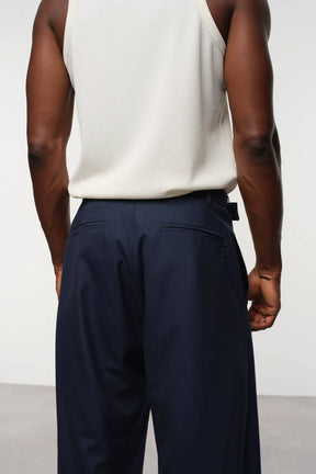 Relaxed Belted Wool-Blend Trousers