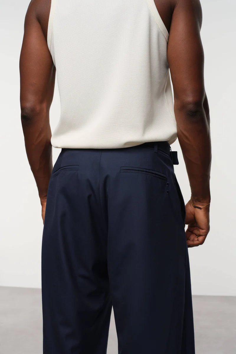 Relaxed Belted Wool-Blend Trousers