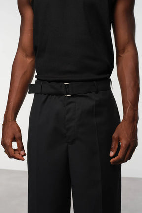 Relaxed Belted Wool-Blend Trousers