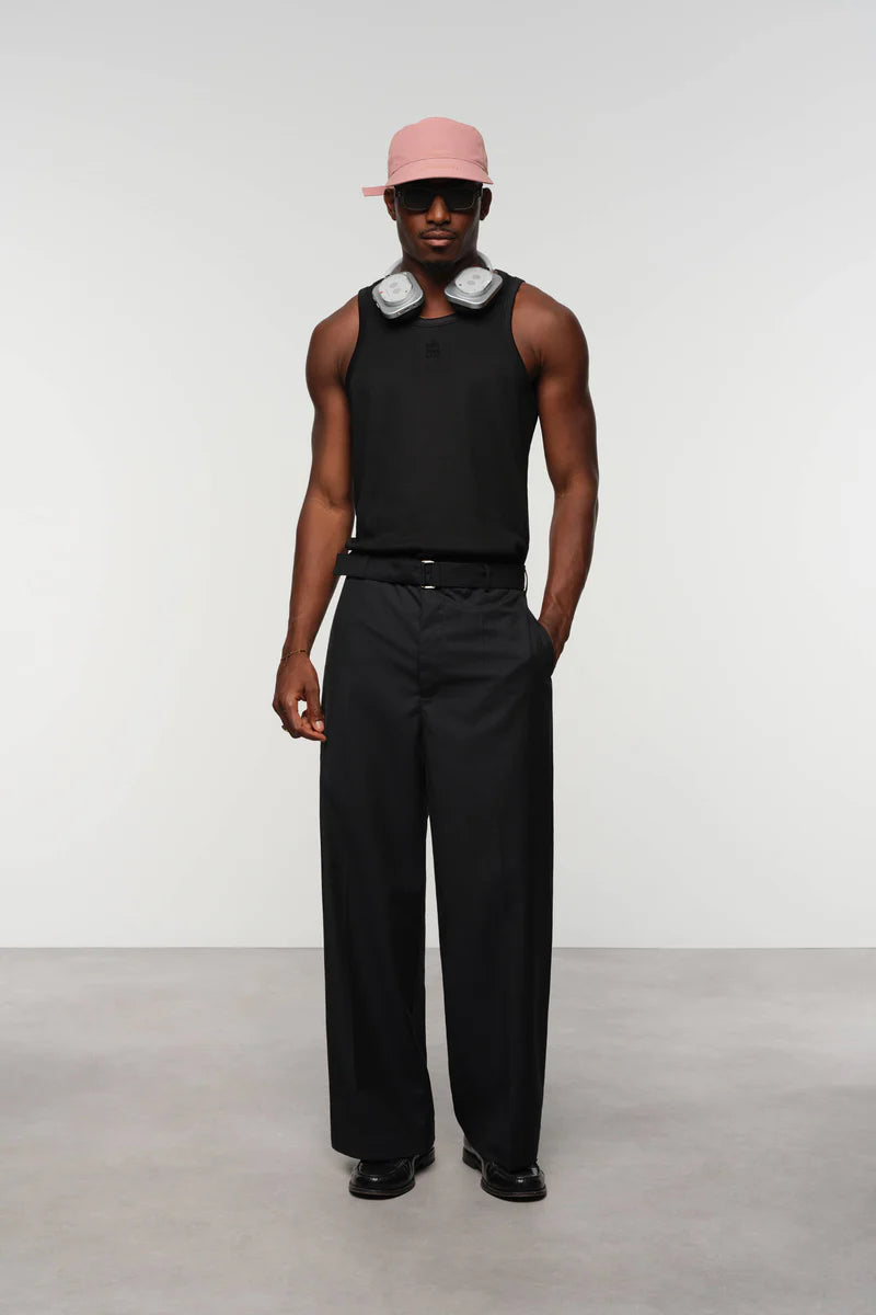 Relaxed Belted Wool-Blend Trousers