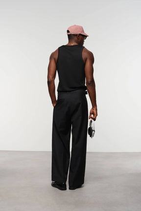 Relaxed Belted Wool-Blend Trousers