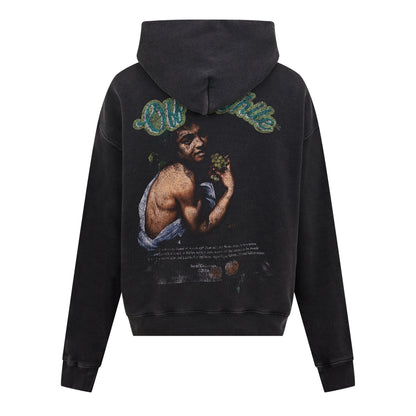 Bacchus Skate Distressed Print Cotton Long Sleeve Hoodie