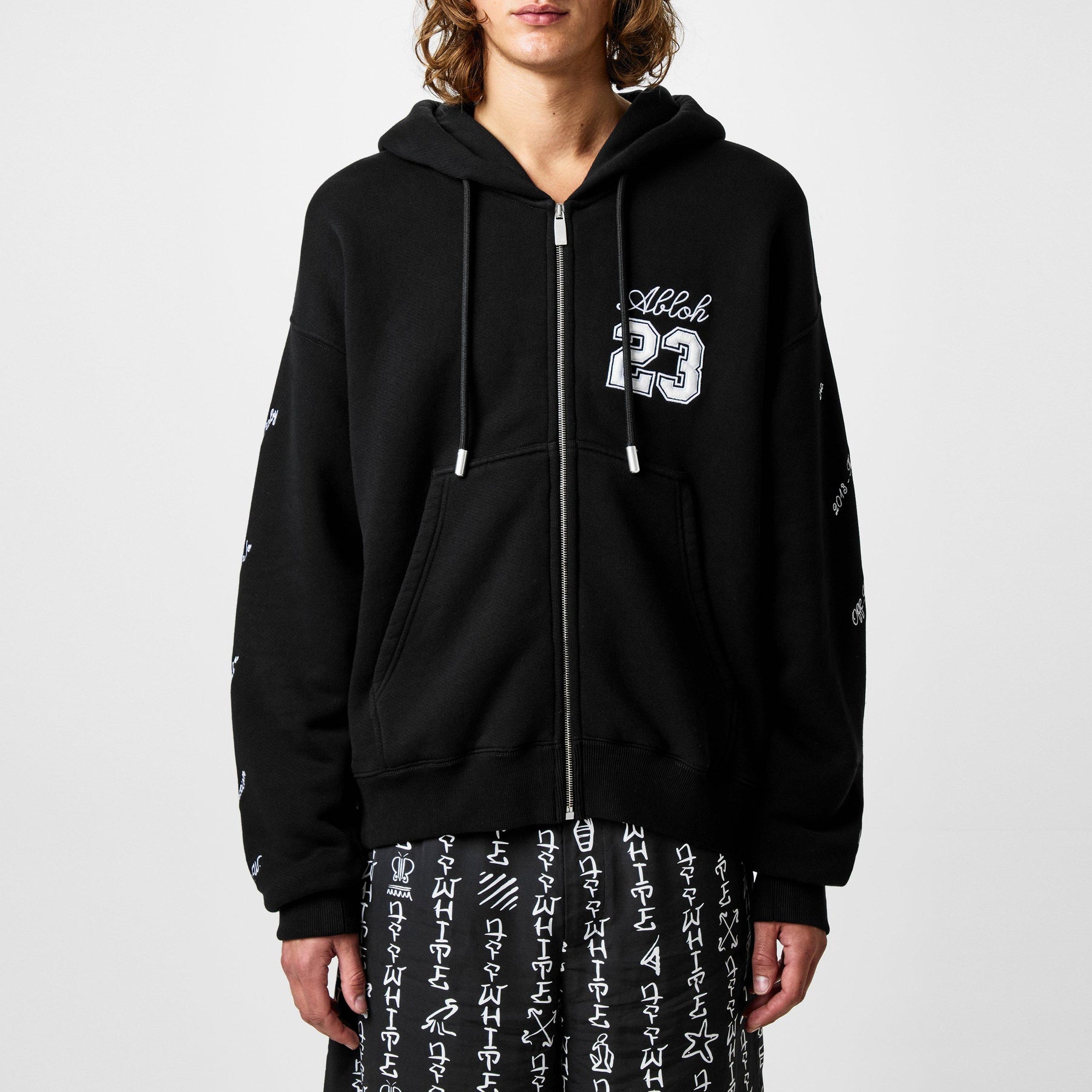 Men's 23 Logo Skate Zip Hoodie, All-Over Logo Embroidery