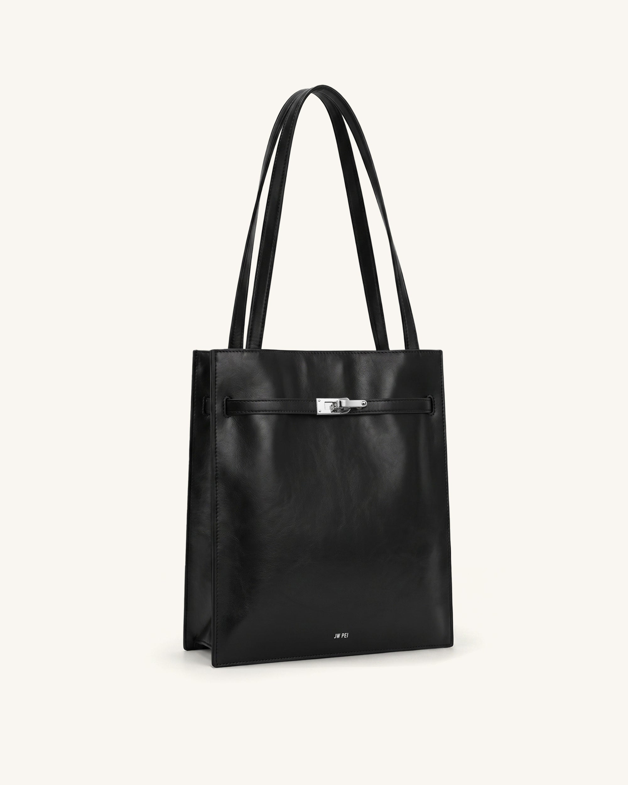 Noelle Belted Tote Bag - Black