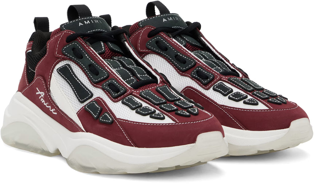White & Burgundy Bone Runner Sneakers