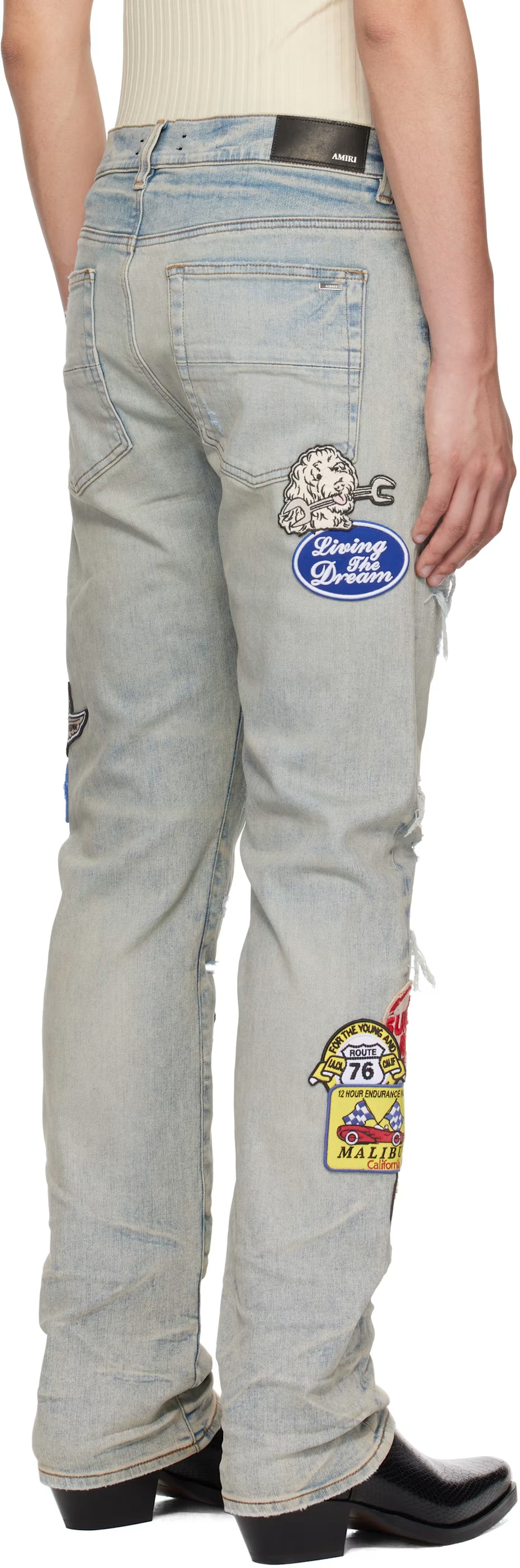 Blue Station Patch Repair Slim Jeans