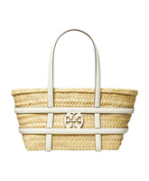 Raffia Handbag with Leather Handles