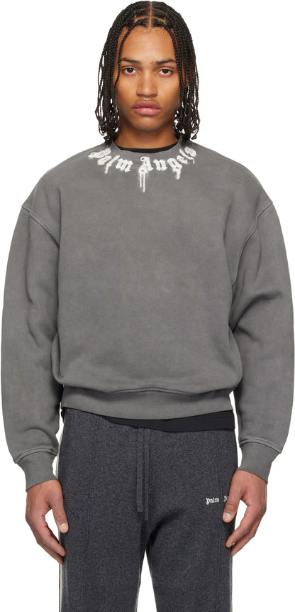 Gray Neck Logo Regular Crewneck Sweatshirt