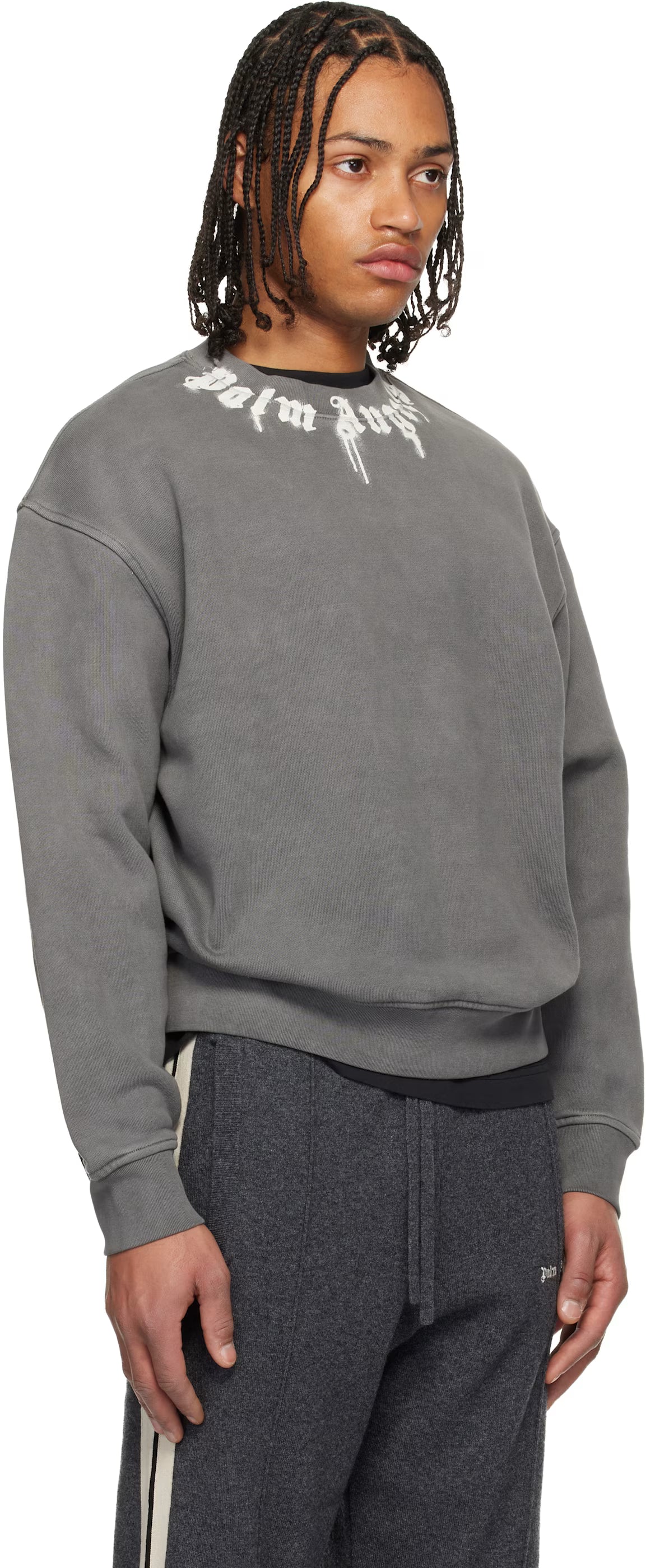 Gray Neck Logo Regular Crewneck Sweatshirt