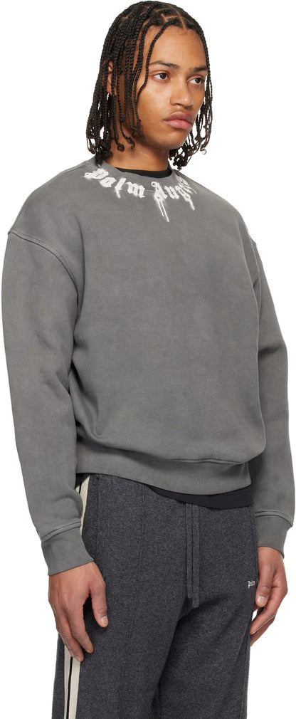 Gray Neck Logo Regular Crewneck Sweatshirt