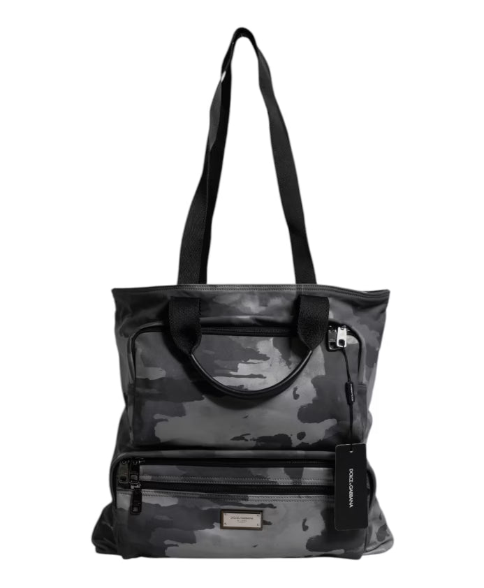 Gray Camo Shoulder Tote Bag