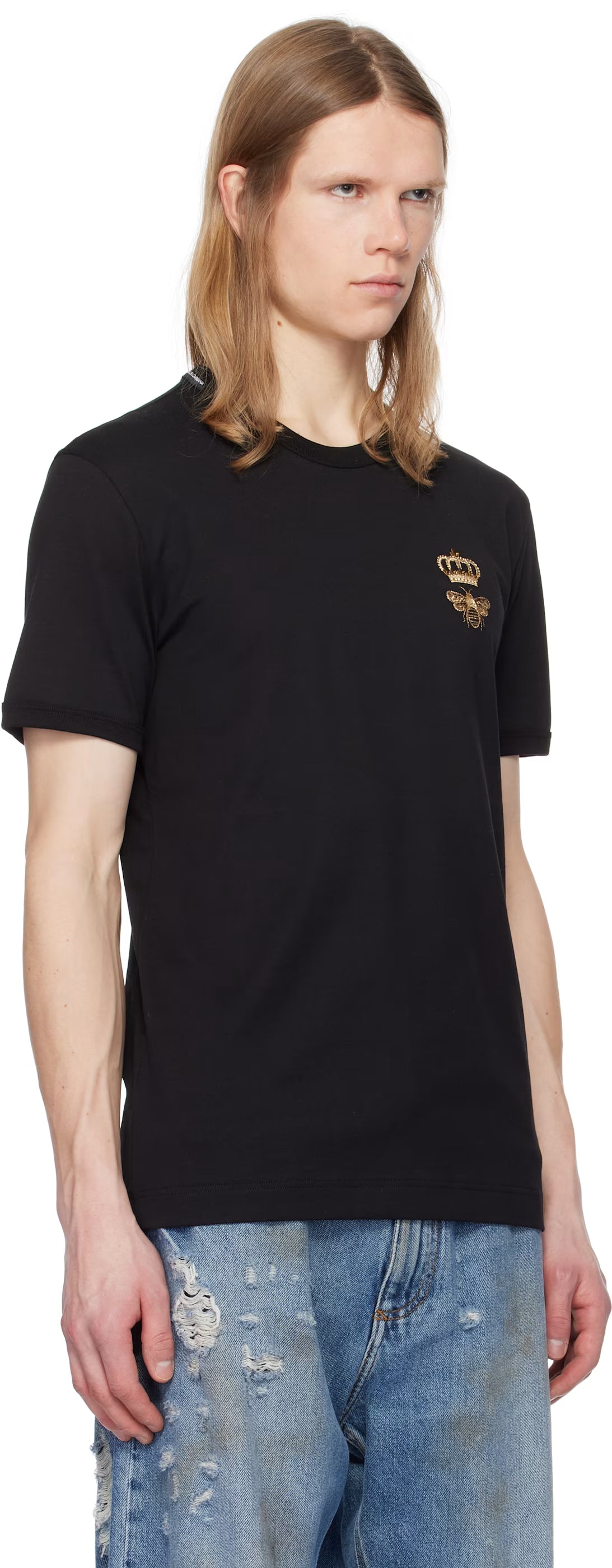Dolce&Gabbana Black Cotton Embroidery T-shirt