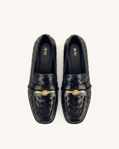 Elowen Woven Horsebit Loafers - Burgundy