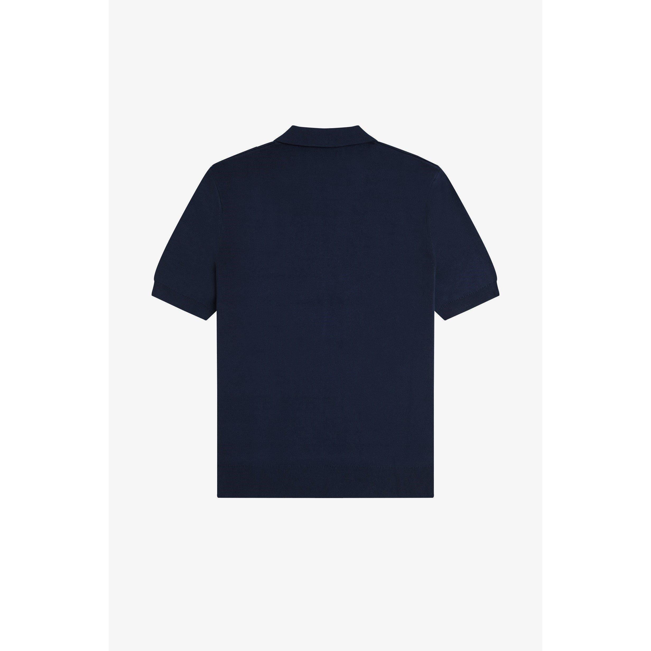 Vertical Stripe Zipped Short-Sleeve Polo Shirt