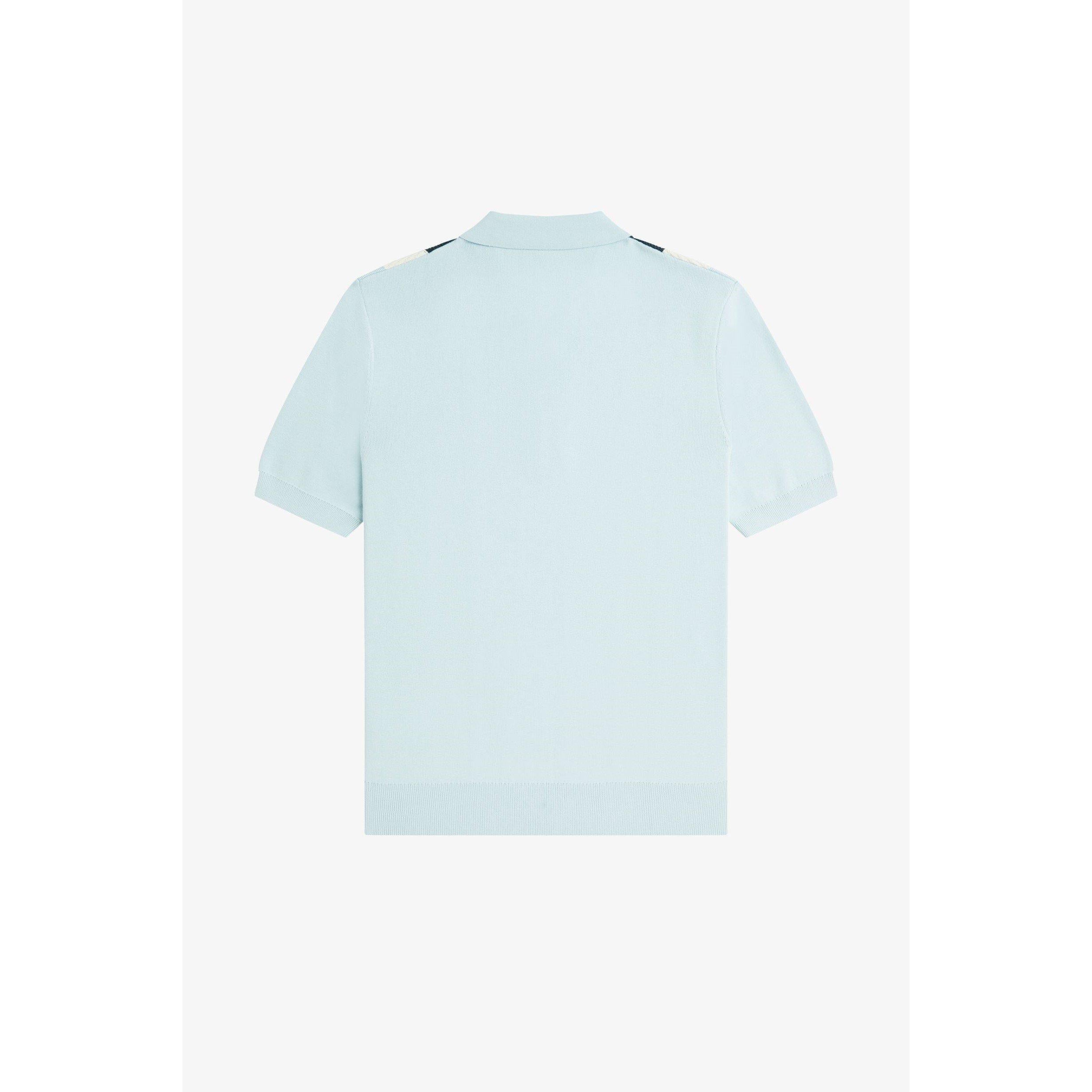 Vertical Stripe Zipped Short-Sleeve Polo Shirt
