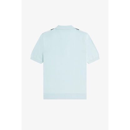 Vertical Stripe Zipped Short-Sleeve Polo Shirt