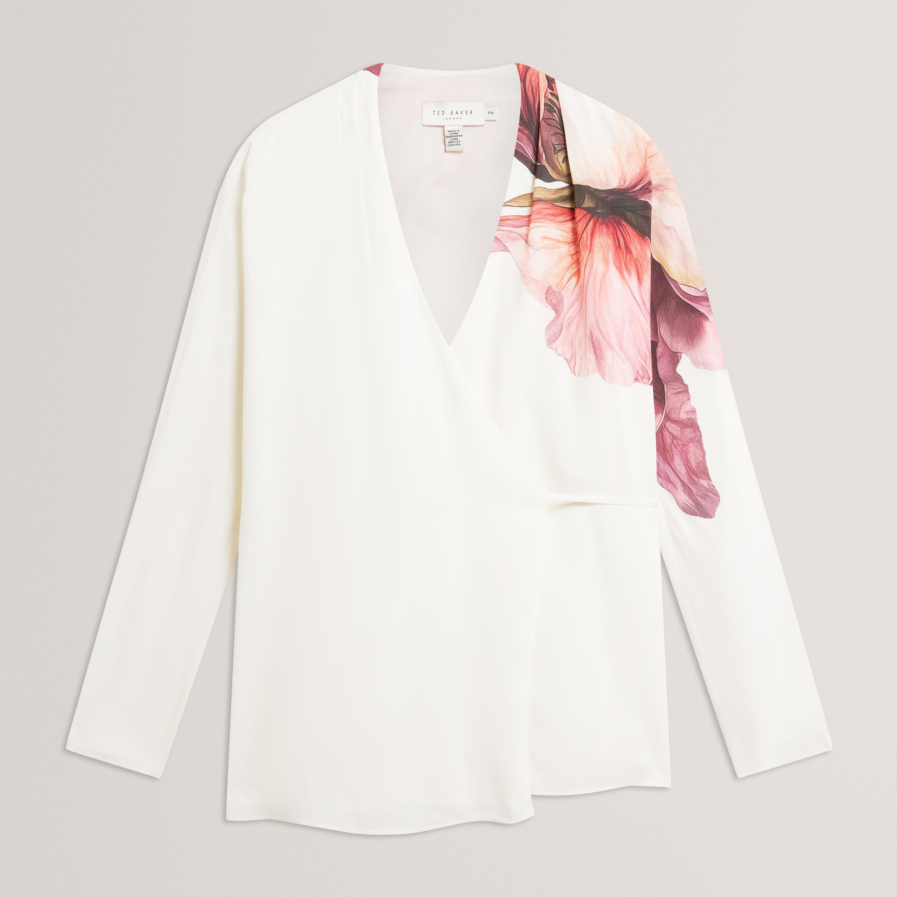 Ted Baker Print Detail Wrap Front Long Sleeve Blouse