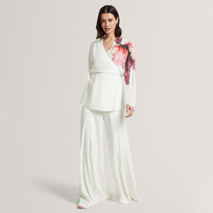 Ted Baker Print Detail Wrap Front Long Sleeve Blouse
