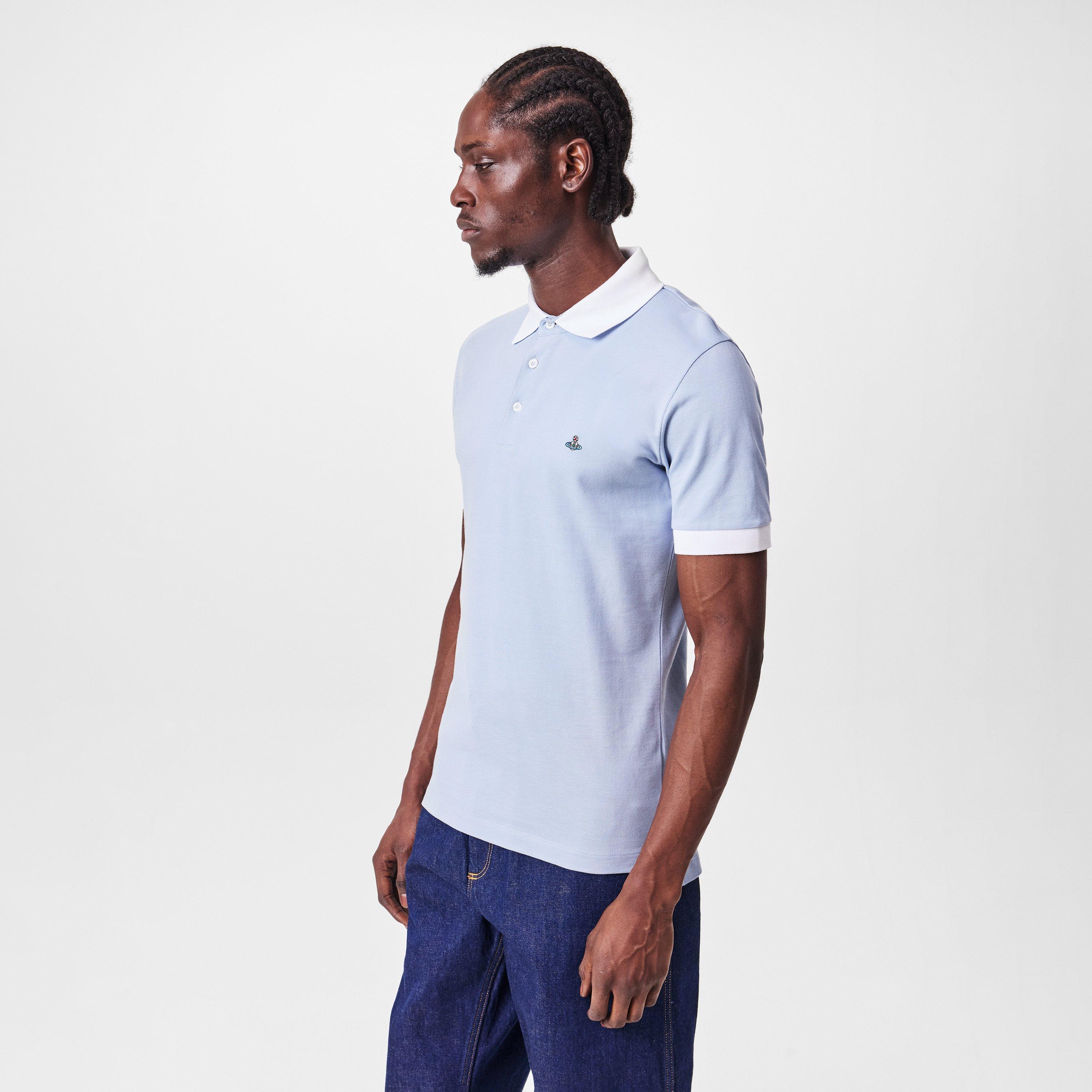 Men's Plain Cotton Contrasting Collar Polo Shirt