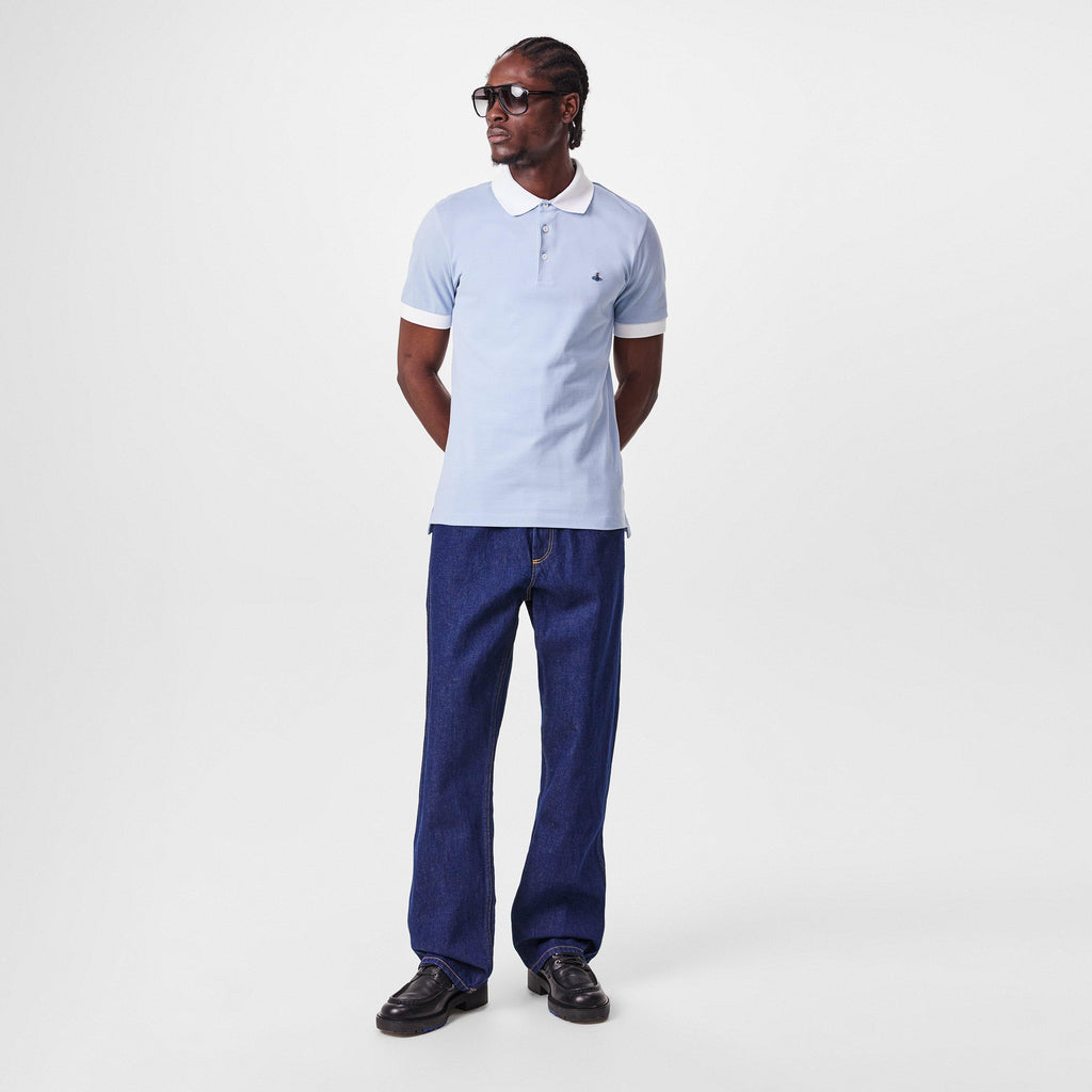 Men's Plain Cotton Contrasting Collar Polo Shirt