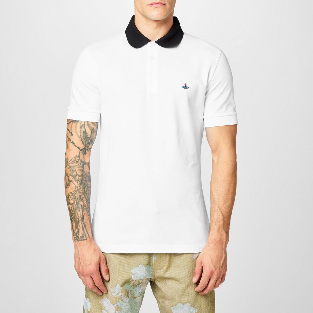 Men's Plain Cotton Contrasting Collar Polo Shirt