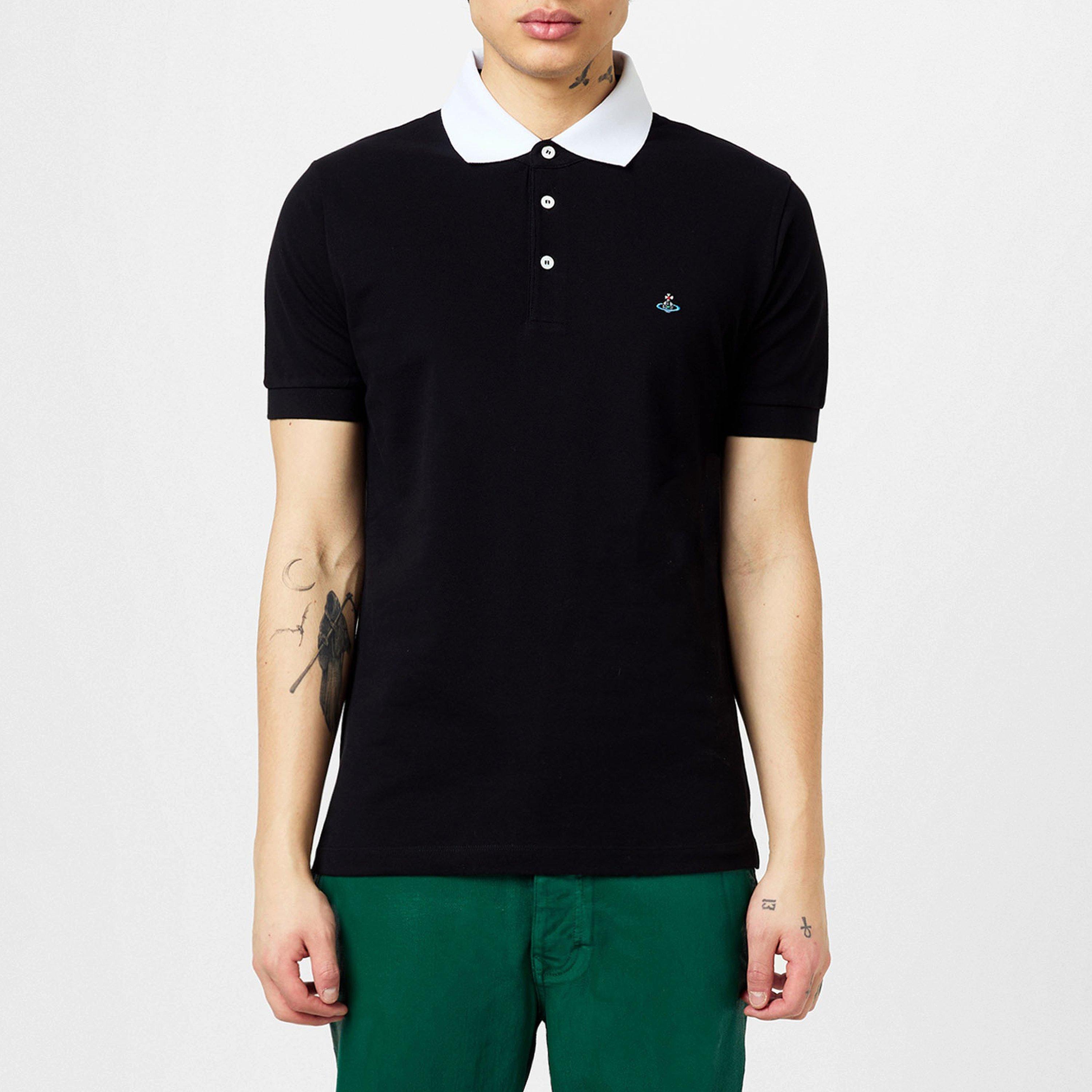 Men's Plain Cotton Contrasting Collar Polo Shirt