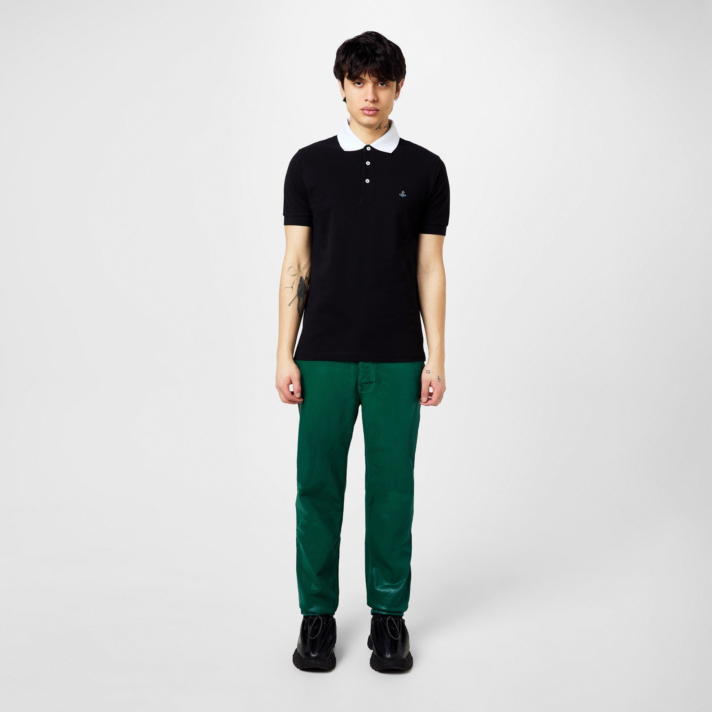 Men's Plain Cotton Contrasting Collar Polo Shirt